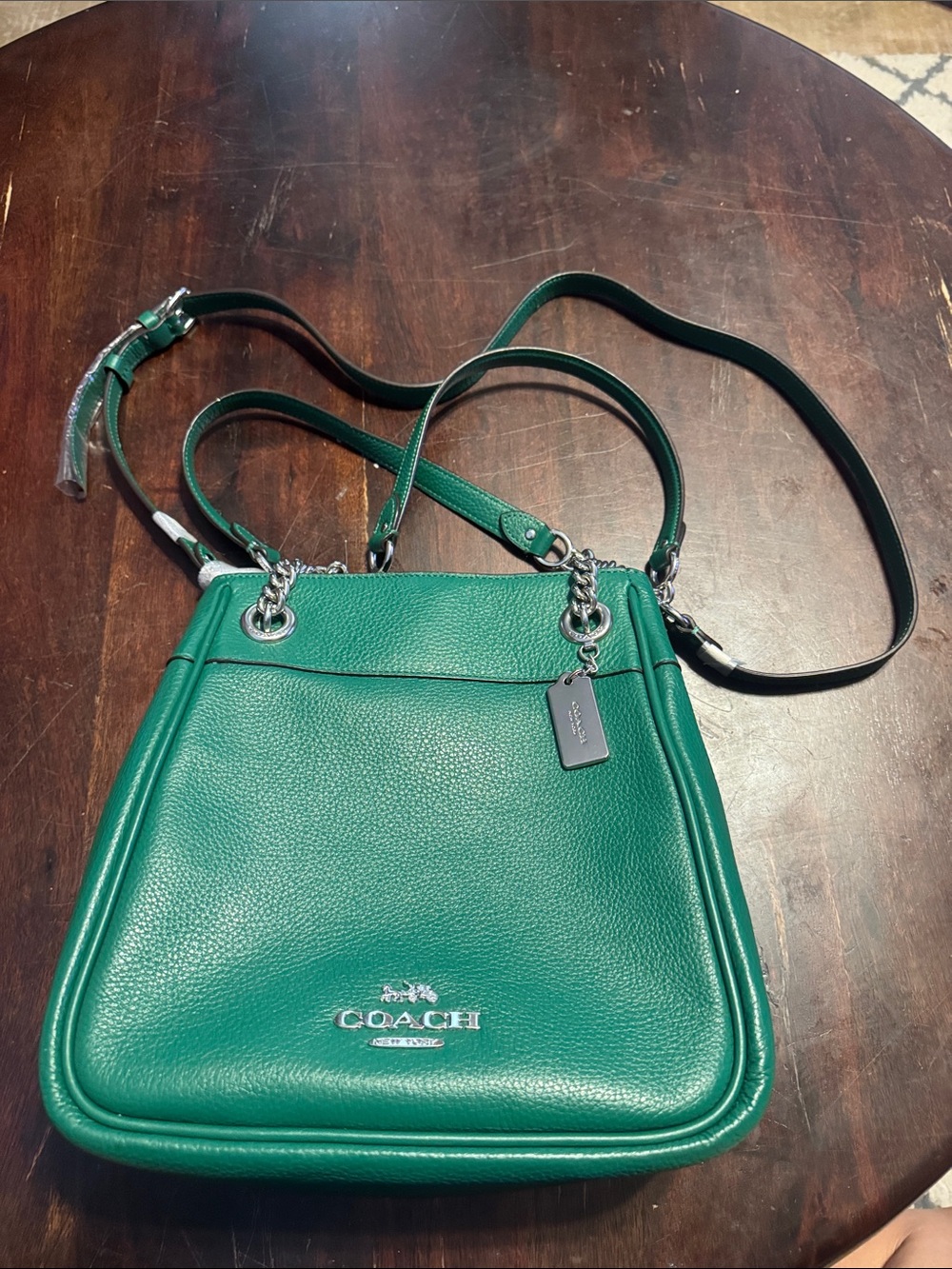 Coach Cammie Chain Emerald Green Pebbled Leather Shoulder or Cross body